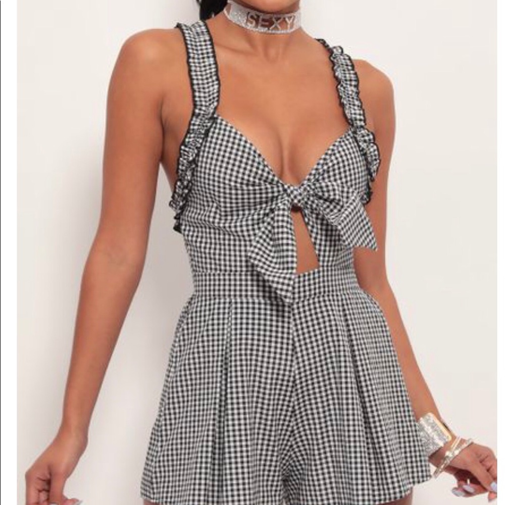 Black & White Gingham Romper